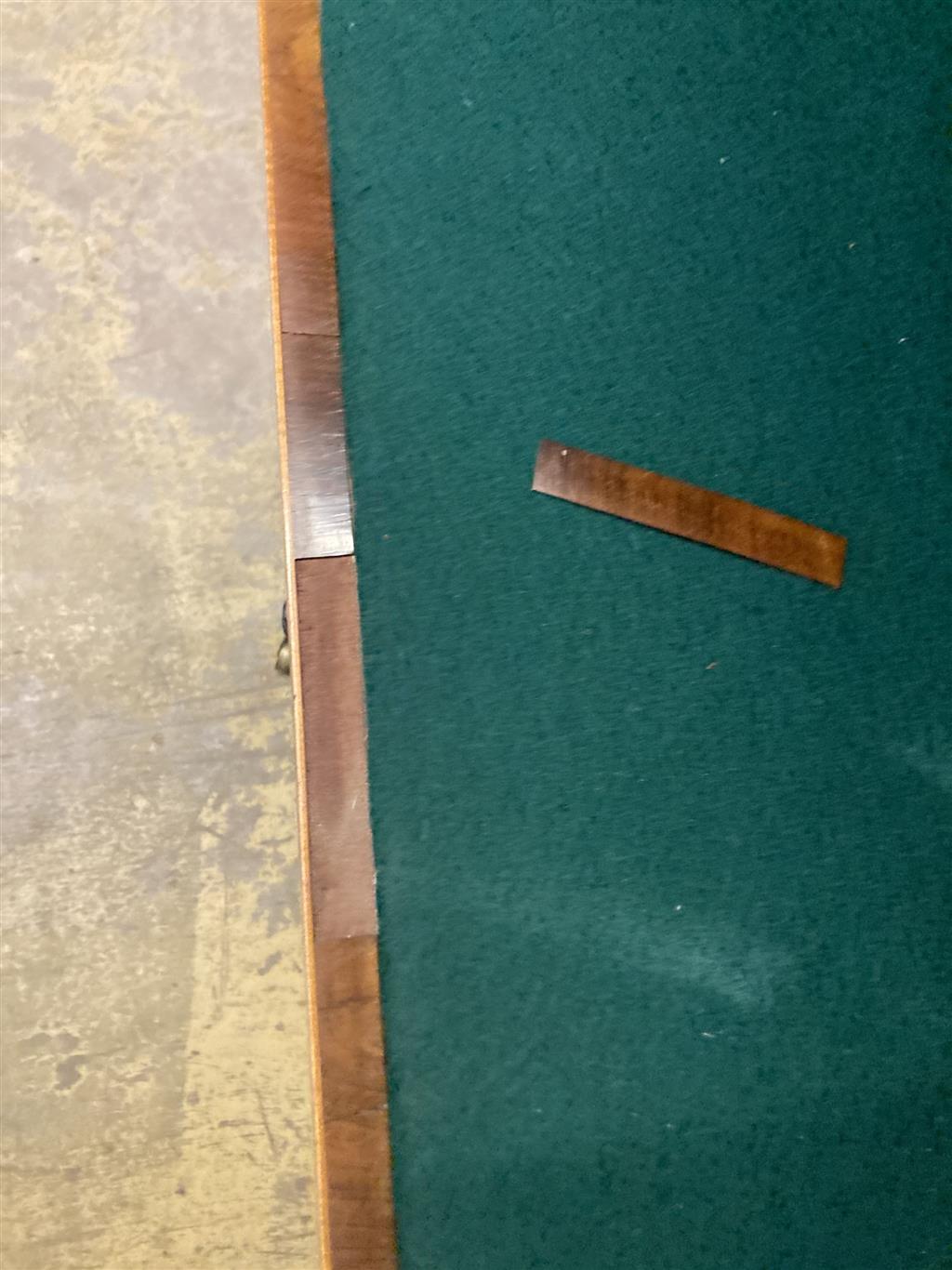 A Regency banded rosewood folding card table, width 91cm depth 45cm height 75cm
